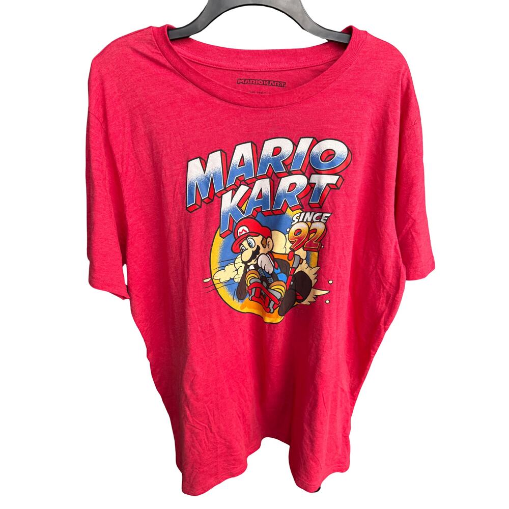 Mario Kart Graphic T-Shirt Men’s XXL Red Short Sleeve Nintendo Racing Tee